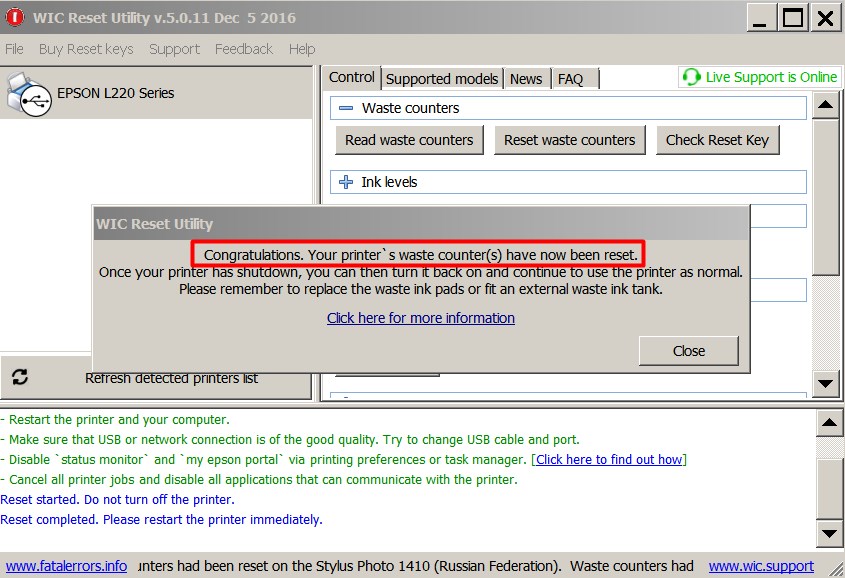 Free Key Reset Waste Ink Counters Creditlasopa